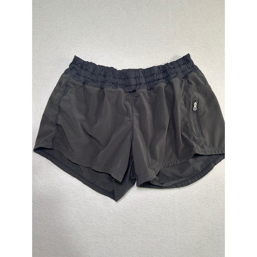 Lululemon Tracker Short Women Size 6 Black Smocked Waist Activewear Running‎